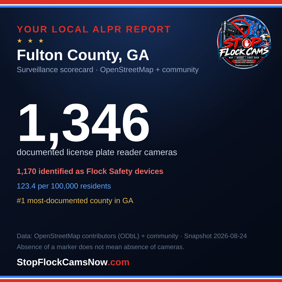 Shareable ALPR statistics card for Fulton County